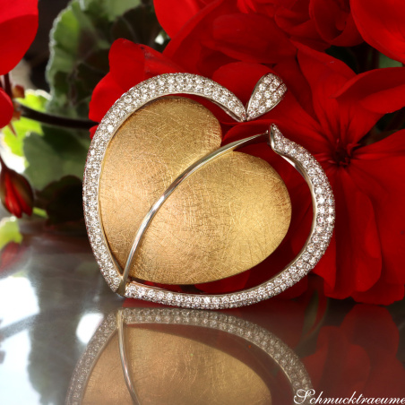 Prachtvolles Herz Collier mit Brillanten „Golden Sparkle“