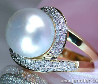 Südseeperle Ring mit Brillanten in Gelbgold