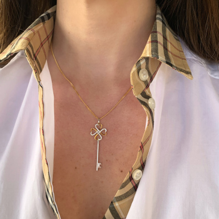 Bezaubernder Brillanten Schlüssel Anhänger an Kette | SCHMUCKTRÄUME.COM