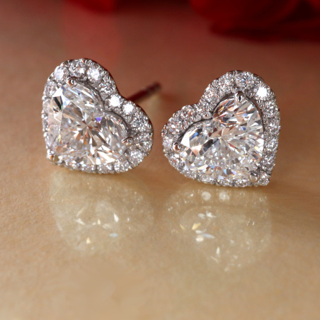 Lupenreine Diamanten Herz Ohrstecker Solitär