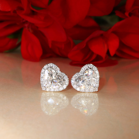 Lupenreine Diamanten Herz Ohrstecker Solitär