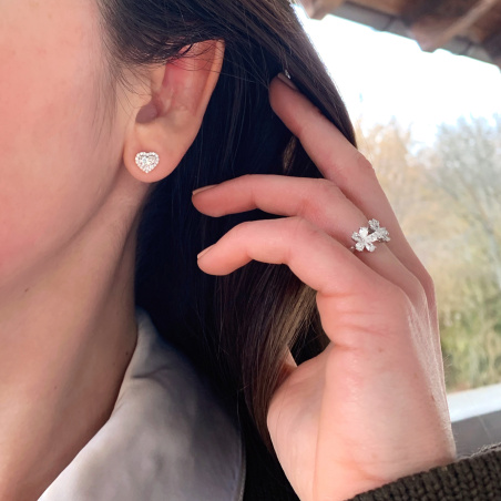 Lupenreine Diamanten Herz Ohrstecker Solitär