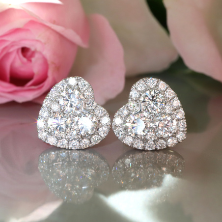 Feminine Diamond Hert Stud Earrings