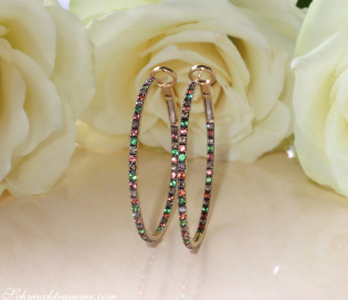 Delicate Hoops with Brown Diamonds, Orange Sapphires & Tsavorites