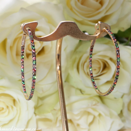 Delicate Hoops with Brown Diamonds, Orange Sapphires & Tsavorites