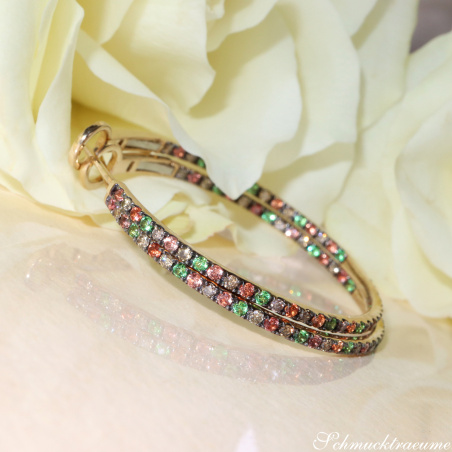 Delicate Hoops with Brown Diamonds, Orange Sapphires & Tsavorites