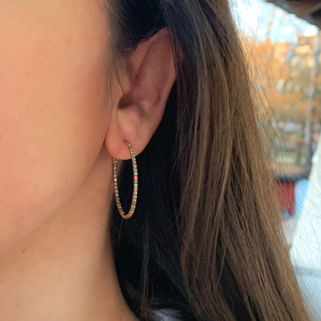 Delicate Hoops with Brown Diamonds, Orange Sapphires & Tsavorites
