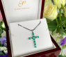 Smaragd Kreuz Anhänger mit Brillanten