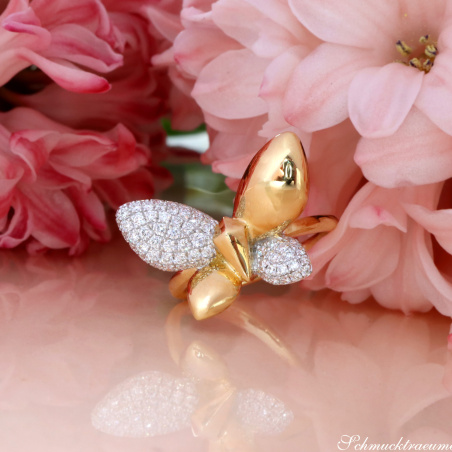 Traumhafter Brillanten Schmetterling Ring „Golden Butterfly“