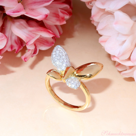 Traumhafter Brillanten Schmetterling Ring „Golden Butterfly“
