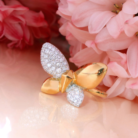 Brillanten Schmetterling Ring Gelbgold 750