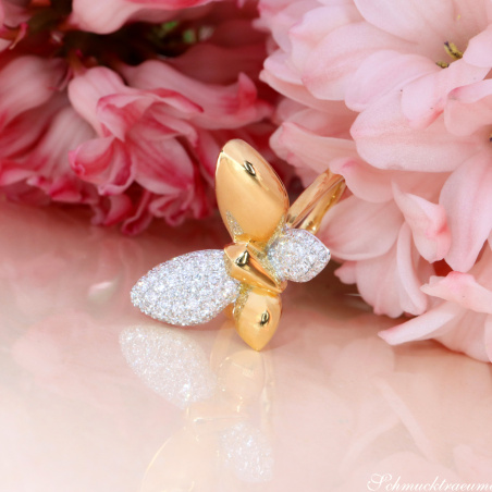 Traumhafter Brillanten Schmetterling Ring „Golden Butterfly“