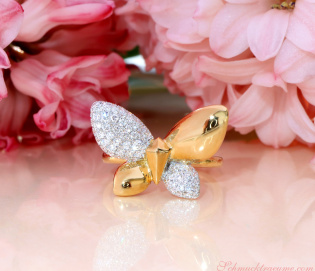 Traumhafter Brillanten Schmetterling Ring „Golden Butterfly“