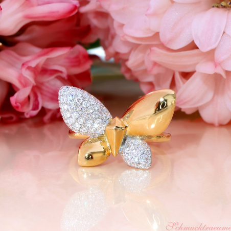 Traumhafter Brillanten Schmetterling Ring „Golden Butterfly“
