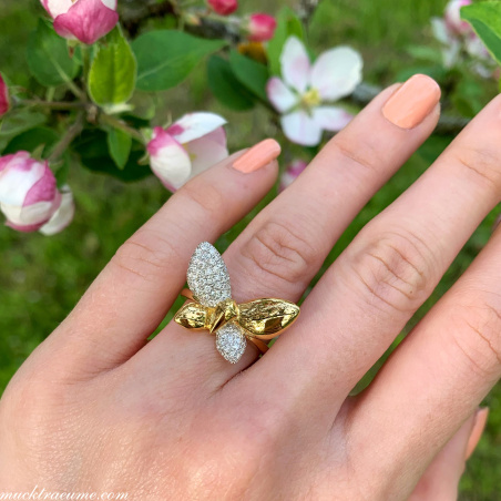 Traumhafter Brillanten Schmetterling Ring „Golden Butterfly“