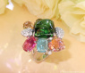 Spektakulärer Multicolor Turmalin Ring mit Brillanten (Unikat)