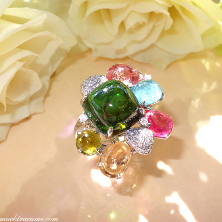 Spektakulärer Multicolor Turmalin Ring mit Brillanten (Unikat)