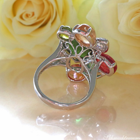 Spektakulärer Multicolor Turmalin Ring mit Brillanten (Unikat)