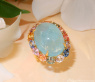 Opulenter Milky Aquamarin Ring mit Multicolor Saphiren