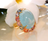 Opulenter Milky Aquamarin Ring mit Multicolor Saphiren