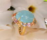 Opulenter Milky Aquamarin Ring mit Multicolor Saphiren