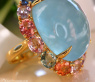 Opulenter Milky Aquamarin Ring mit Multicolor Saphiren