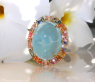 Opulenter Milky Aquamarin Ring mit Multicolor Saphiren