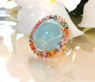 Opulenter Milky Aquamarin Ring mit Multicolor Saphiren