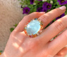 Opulenter Milky Aquamarin Ring mit Multicolor Saphiren