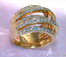 Huge Multi Row Diamond Ring in Yellow gold 18k