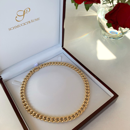 Gold pur: Prächtiges Rund Panzer Collier in Gelbgold 585