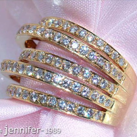 Huge Multi Row Diamond Ring in Yellow gold 18k