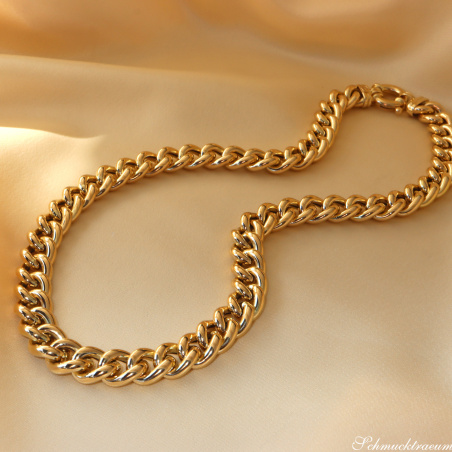 Gold pur: Prächtiges Rund Panzer Collier in Gelbgold 585
