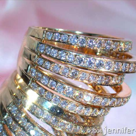 Huge Multi Row Diamond Ring in Yellow gold 18k