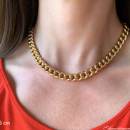 Gold pur: Prächtiges Rund Panzer Collier in Gelbgold 585