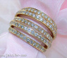 Huge Multi Row Diamond Ring in Yellow gold 18k