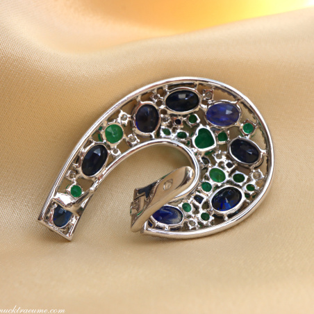 Luxuriöse Saphir Ohrgehänge mit Smaragden und Brillanten (20,56 ct.)