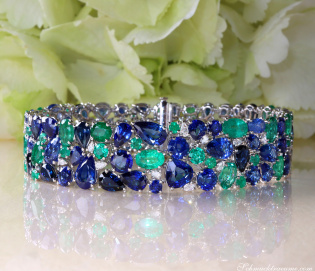 Luxuriöses Saphir Armband mit Smaragden und Diamanten