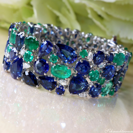 Luxuriöses Saphir Armband mit Smaragden und Diamanten