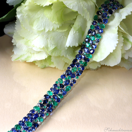 Luxuriöses Saphir Armband mit Smaragden und Diamanten