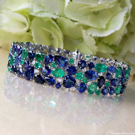 Luxuriöses Saphir Armband mit Smaragden und Diamanten