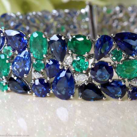 Luxuriöses Saphir Armband mit Smaragden und Diamanten