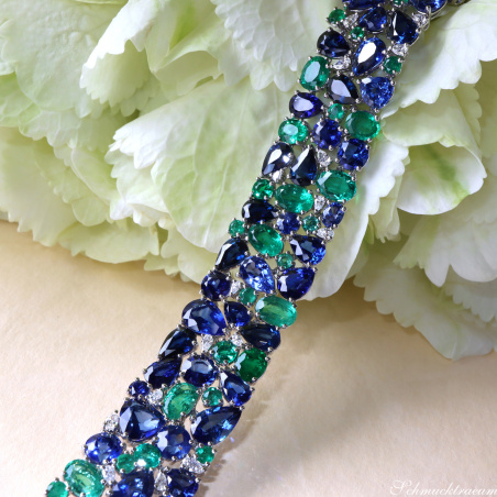 Luxuriöses Saphir Armband mit Smaragden und Diamanten