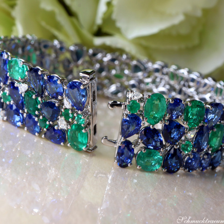 Luxuriöses Saphir Armband mit Smaragden und Diamanten