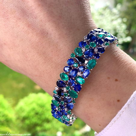 Luxuriöses Saphir Armband mit Smaragden und Diamanten