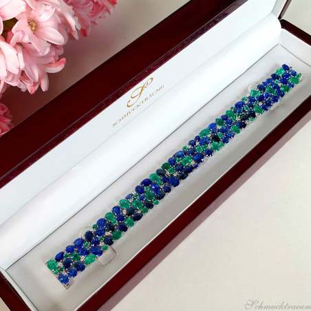 Luxuriöses Saphir Armband mit Smaragden und Diamanten