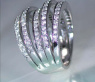 Huge Multi Row Diamond Ring in White gold 18k