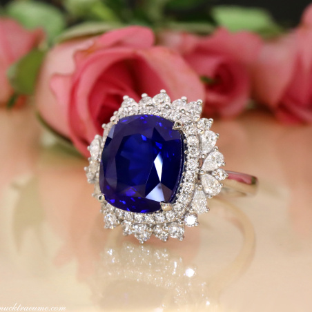 High Jewelry: Spektakulärer Ceylon Saphir Ring mit Diamanten