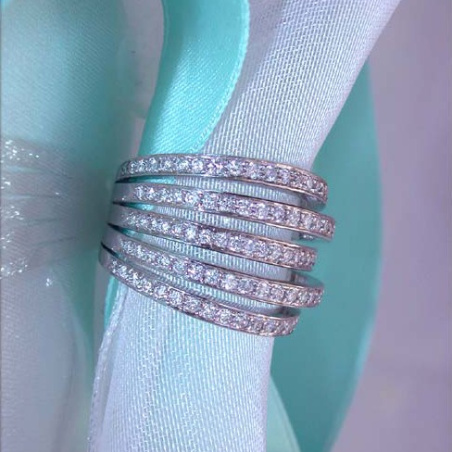 Huge Multi Row Diamond Ring in White gold 18k