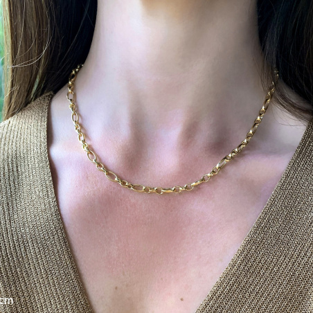 Gold Pur: Bildschönes Glieder Collier (oval & rund)